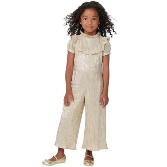 Janie and Jack Gold Ruffle Jumpsuit - Picture 1 of 9